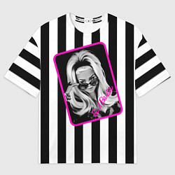 Футболка оверсайз мужская Барби и полосы, цвет: 3D-принт