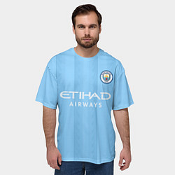 Футболка оверсайз мужская Эрлинг Холанд Манчестер Сити форма 2324 домашняя, цвет: 3D-принт — фото 2