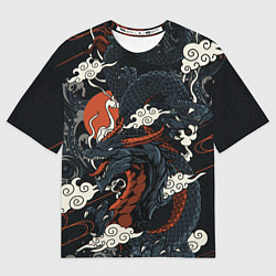 Мужская футболка оверсайз Дракон в японском стиле