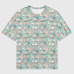 Мужская футболка оверсайз Паттерн с корабликами
