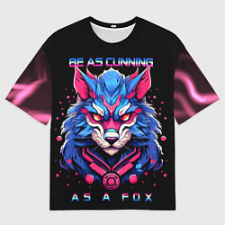 Мужская футболка оверсайз Хитрый синий лис