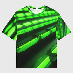 Мужская футболка оверсайз Green neon abstract