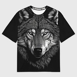 Мужская футболка оверсайз Спокойный уверенный волк