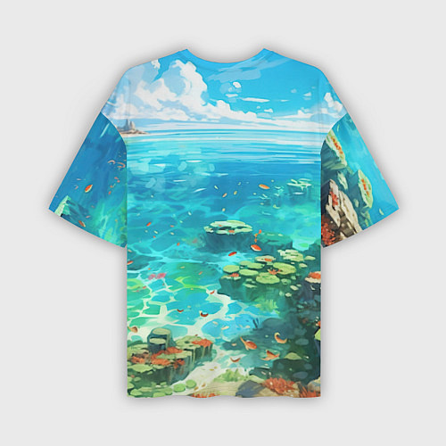 Мужская футболка оверсайз Морской фон аниме / 3D-принт – фото 2