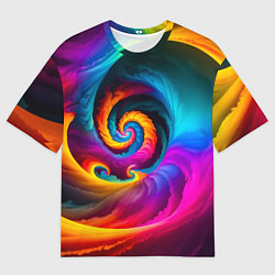 Футболка оверсайз мужская Радужная воронка, цвет: 3D-принт