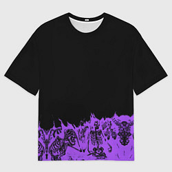 Футболка оверсайз мужская Скелеты в неоновом огне, цвет: 3D-принт