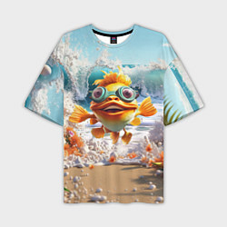 Футболка оверсайз мужская Веселая рыбка в очках, цвет: 3D-принт