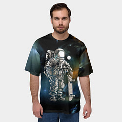 Футболка оверсайз мужская Космонавт-скейтбордист, цвет: 3D-принт — фото 2