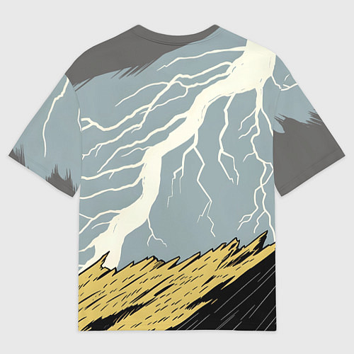 Мужская футболка оверсайз Дурак на горе ловит молнию / 3D-принт – фото 2