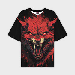 Футболка оверсайз мужская Red wolf, цвет: 3D-принт