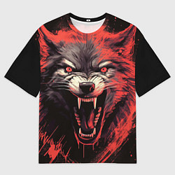 Футболка оверсайз мужская Злой волк, цвет: 3D-принт