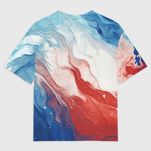 Мужская футболка оверсайз Белый синий красный / 3D-принт – фото 2