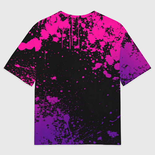Мужская футболка оверсайз Шинобу кочо - неоновые брызги / 3D-принт – фото 2