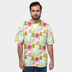 Футболка оверсайз мужская Цветочный настрой, цвет: 3D-принт — фото 2