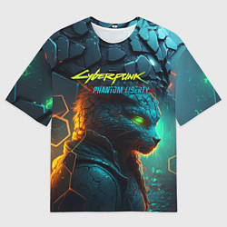 Мужская футболка оверсайз Сyberpunk 2077 phantom liberty cat