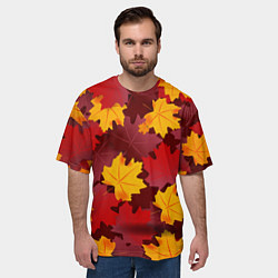 Футболка оверсайз мужская Кленовые листья паттерном, цвет: 3D-принт — фото 2