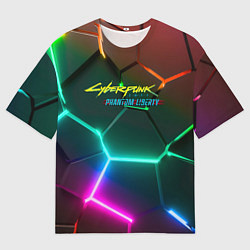 Мужская футболка оверсайз Cyberpunk 2077 phantom liberty logo neon