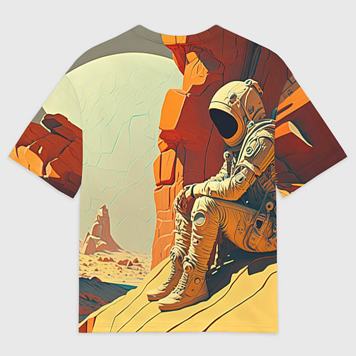 Мужская футболка оверсайз Одиночество в далёком космосе / 3D-принт – фото 2