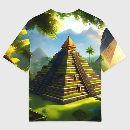 Мужская футболка оверсайз Пирамида индейцев майя / 3D-принт – фото 2