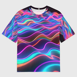 Мужская футболка оверсайз Синие и фиолетовые волны