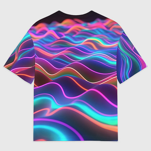 Мужская футболка оверсайз Синие и фиолетовые волны / 3D-принт – фото 2