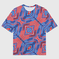 Мужская футболка оверсайз Красно-синие абстрактные полосы