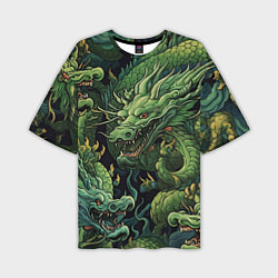 Мужская футболка оверсайз Зеленые драконы: арт нейросети