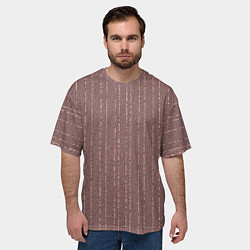 Футболка оверсайз мужская Мелкая мозаика бордо полосы, цвет: 3D-принт — фото 2