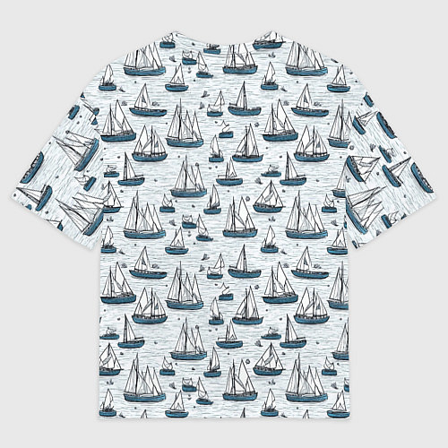 Мужская футболка оверсайз Кораблики паттерн / 3D-принт – фото 2