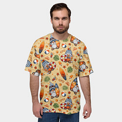 Футболка оверсайз мужская Гномы на пляже, цвет: 3D-принт — фото 2