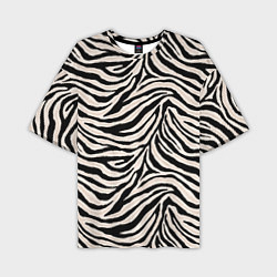 Мужская футболка оверсайз Полосатая шкура зебры, белого тигра