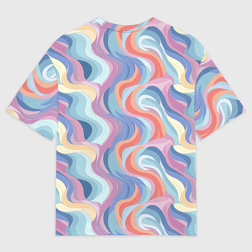 Мужская футболка оверсайз Абстрактные волны пастельные цвета / 3D-принт – фото 2
