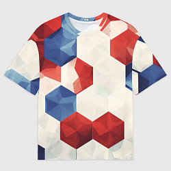 Мужская футболка оверсайз Белые синие красные плиты