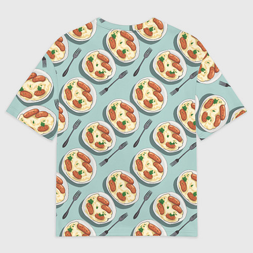 Мужская футболка оверсайз Пюрешка с сосисками / 3D-принт – фото 2