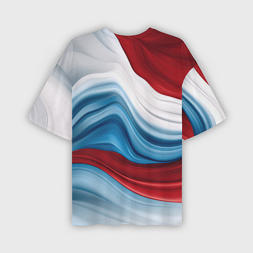 Мужская футболка оверсайз Белые синие красные волны / 3D-принт – фото 2