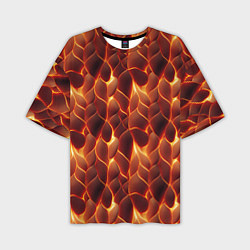 Мужская футболка оверсайз Огненная мозаичная текстура