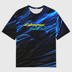 Футболка оверсайз мужская Black blue cyberpunk phantom liberty, цвет: 3D-принт