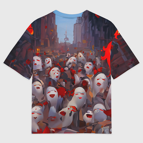 Мужская футболка оверсайз Ху тао с призраками - Геншин / 3D-принт – фото 2