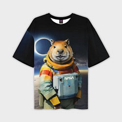Мужская футболка оверсайз Capy astronaut - Nasa - neural network