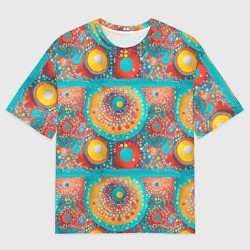 Мужская футболка оверсайз Круги полосы абстракция