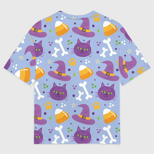 Мужская футболка оверсайз Кошачий хэллоуин / 3D-принт – фото 2