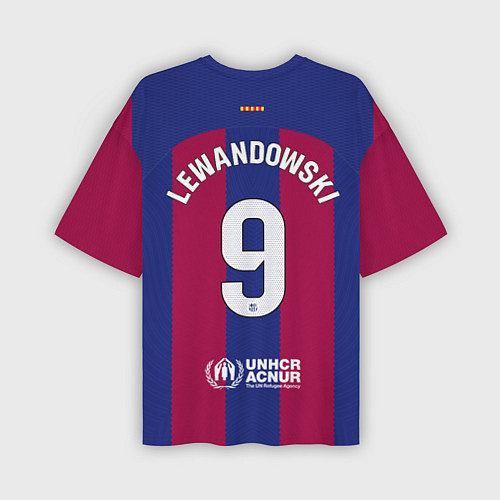 Мужская футболка оверсайз Роберт Левандовский Барселона форма 2324 домашняя / 3D-принт – фото 2