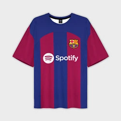 Футболка оверсайз мужская Гави Барселона форма 2324 домашняя, цвет: 3D-принт