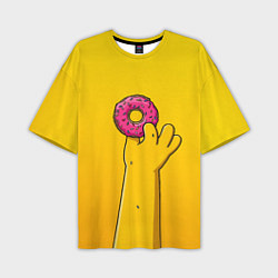 Футболка оверсайз мужская Гомер и пончик, цвет: 3D-принт