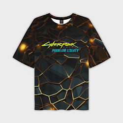 Футболка оверсайз мужская Cyberpunk 2077 phantom liberty gold abstract, цвет: 3D-принт