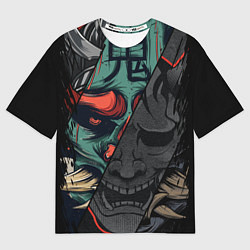 Футболка оверсайз мужская Демон самурай - Они, цвет: 3D-принт