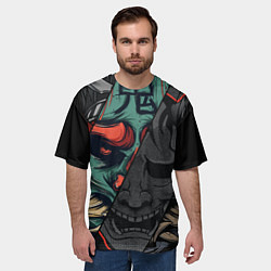Футболка оверсайз мужская Демон самурай - Они, цвет: 3D-принт — фото 2