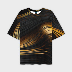 Мужская футболка оверсайз Black gold waves