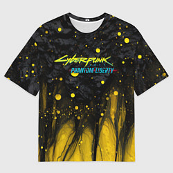 Мужская футболка оверсайз Cyberpunk 2077 phantom liberty black gold