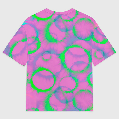 Мужская футболка оверсайз Тай дай розовый с зеленым / 3D-принт – фото 2